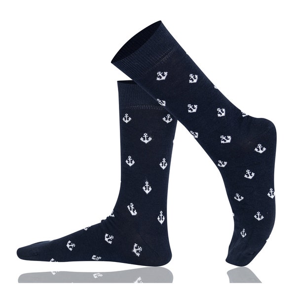 Mysocks Ankle Socks Navy Anchor Design