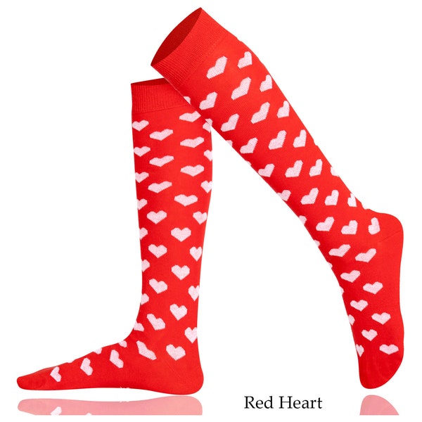 Mysocks Knee High Socks Flower and Heart Design