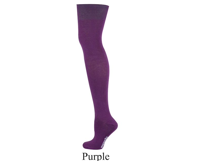 Mysocks Uniseksowe skarpetki zakolanowe, gładkie, kolorowe, na co dzień Purple