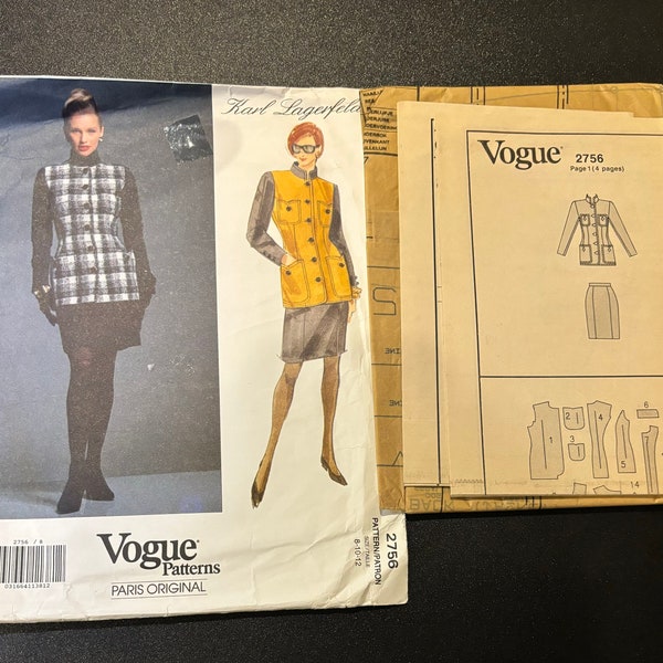 2756 modèle original de vogue Paris par KARL LARGERFELD, taille de modèle 8,10,12 non utilisé