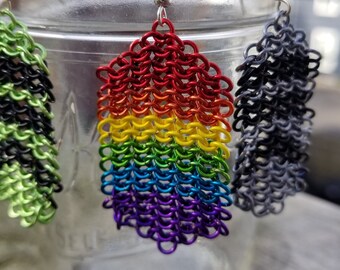 Chainmail Pride Earrings (Flat Design)