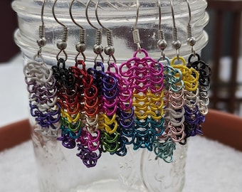 Chainmail Pride Earrings (Flat Design, small)