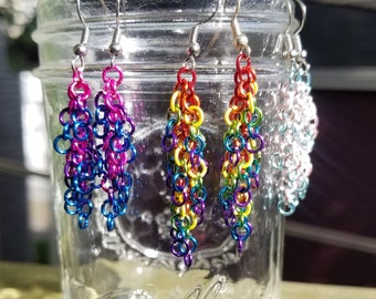 Chainmail Pride Earrings (Drop)