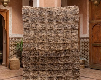 Brown Shag Moroccan Rug - Custom Berber Wool Area Rugs for Living Room