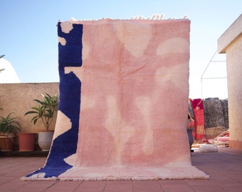 Soft Moroccan Pink Rug, Rug For Living Room, Beni Ourain Rug, Pink Wool Rug 5.5 ft X 9.3 ft rug, boho area rug