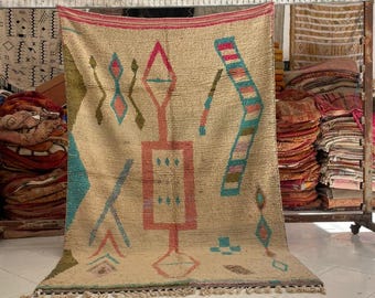 One of a Kind Vintage Moroccan rug – Wool Tribal Area Boujaad Rug (6.2x9.8 ft)