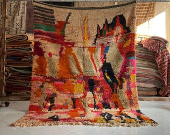 Authentic Vintage Moroccan rug – Tribal Berber Area Wool Rug (6.7x9.1 ft)