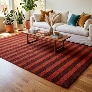 Handmade Red Moroccan Rug - Berber Burgundy Rug image 1