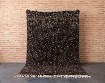 Black Polka Dot Moroccan Rug – Handmade Wool Berber Rug