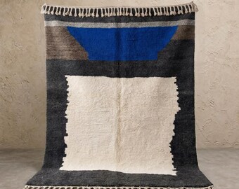 Charocal dark blue accent Handmade Soft Wool Moroccan Rug – Custom 8x10 Area Rug