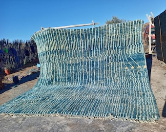Turquoise Moroccan Rug - Fancy Large Area Plush wool Rugs