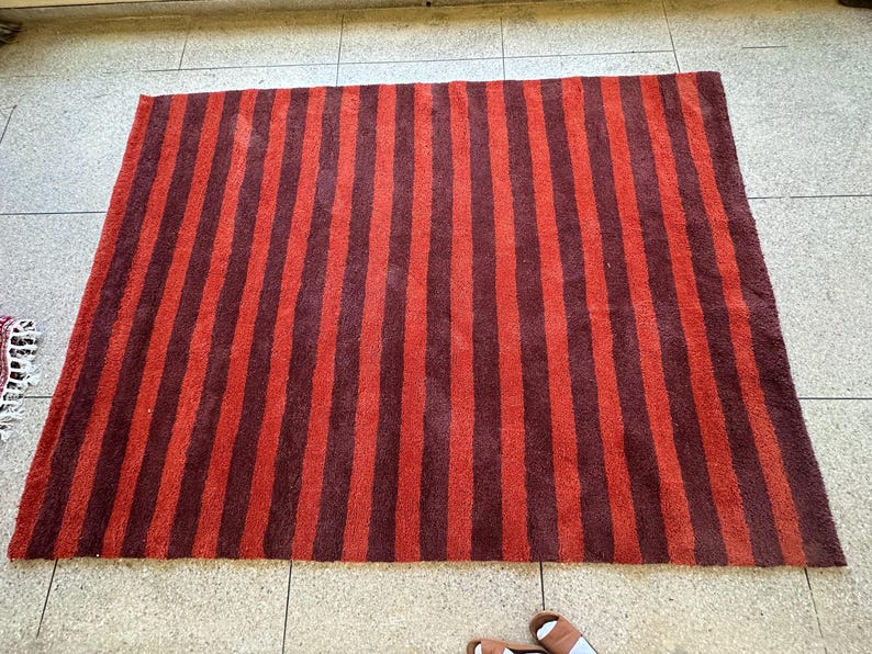 Handmade Red Moroccan Rug - Berber Burgundy Rug image 4