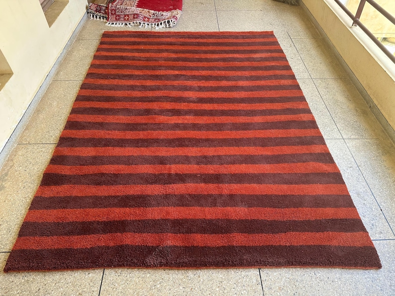 Handmade Red Moroccan Rug - Berber Burgundy Rug image 2