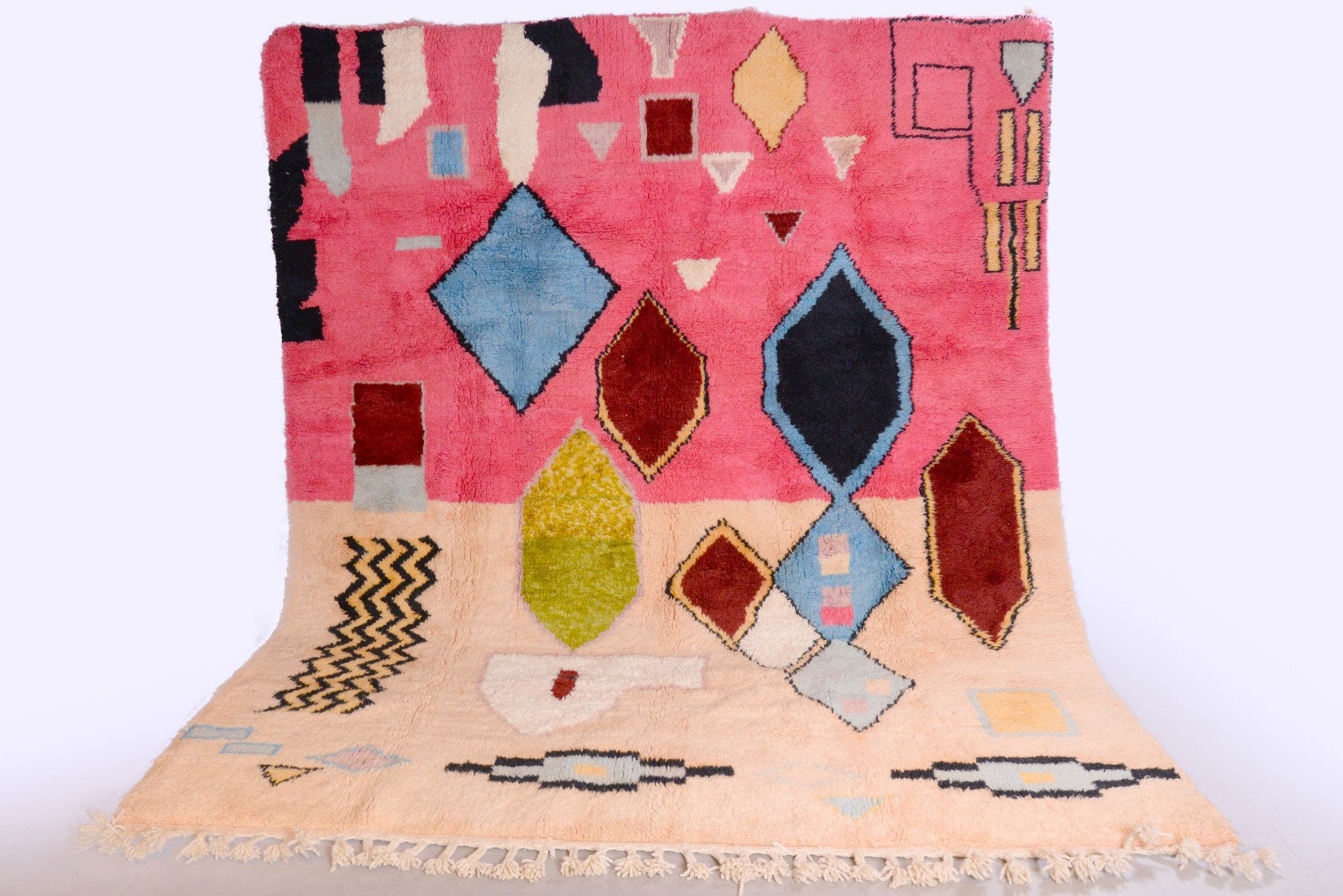 Moroccan Rug Beni Ourain Rug Wool Pink Area Rug 8×10 ft