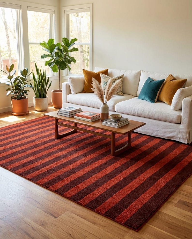 Handmade Red Moroccan Rug - Berber Burgundy Rug image 1