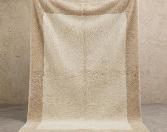 Beige Handmade Soft Wool Moroccan Rug – Custom 8x10 Area Rug