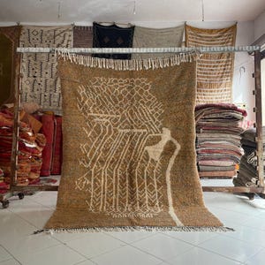 Earthy Moroccan rug 6.2x9.3 Feet - Beni Ourain Rug for Living Room