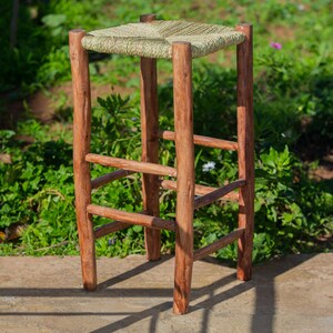 Moroccan bar stool in laurel wood 80 cm image 4