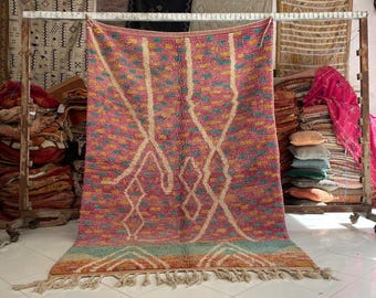 Pink Vintage Moroccan Rug – Berber Hancrafted wool Rugs for living room (6.2x9.6 ft)