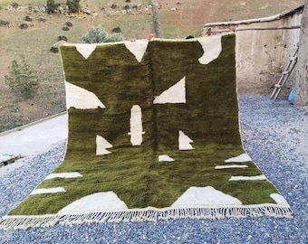 Sage Green Moroccan Rug - Custom Fluffy Wool Beni Ourain Rugs