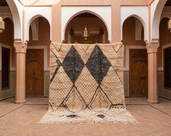 Handcrafted Wool Moroccan Rug - Custom Diamonds Beni Ourain 8x10 Rug