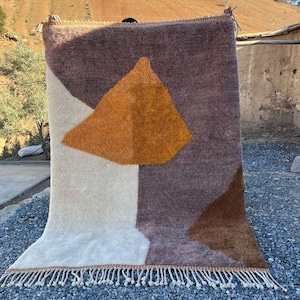 Moroccan Rug Berber Rug Custom Abstract Terracotta & Brown Wool