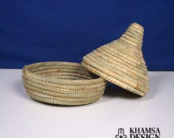 basket, Moroccan storage basket, handmade from Morocco, basket with lid, Berber basket, ethnic basket, tagine basket, tassel basket