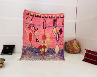 Moroccan Boujaad Rug, Tribal Moroccan Rug, Area Rug, Wool Handmade Rug, Berber Rug, Vintage Rug, rug for living room, abstract rug