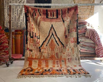 Handcrafted Vintage Moroccan Rug – Wool Tribal Area Boujaad Rug (6.2x9.8 ft)