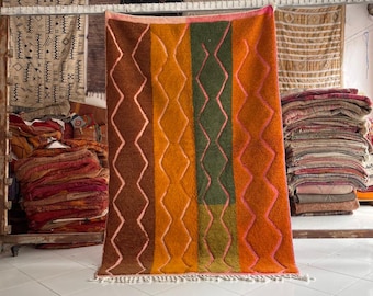 Handmade Colorful Beni Ourain Rug – 5x8 ft Moroccan Berber Wool Carpet