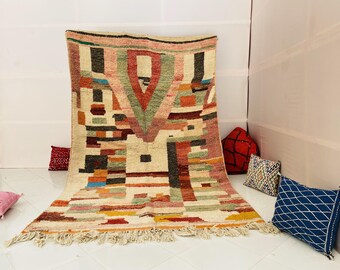 Moroccan Boujaad Rug, Tribal Moroccan Rug, Area Rug, Wool Handmade Rug, Berber Rug, Vintage Rug, rug for living room, abstract rug