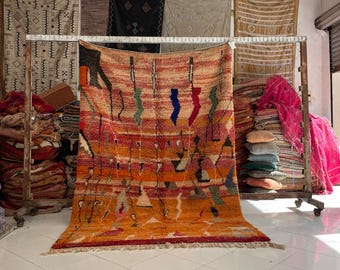 One of a Kind Vintage Moroccan rug – Tribal Berber Area Wool Rug (6.4x9.5 ft)