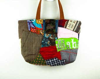 Umhängetasche Buntes Patchwork Multicolor Hand genähte Patchwork Top Henkel Tasche Upcycled Stofftasche Boho Hippie Artis Tasche