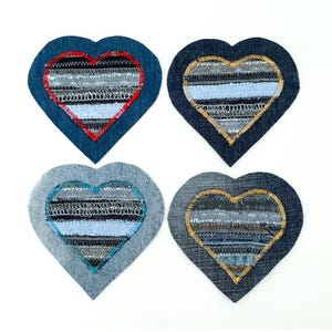 Parches Patchwork Denim reciclado Apliques Corazones Parche para coser Adorno Reparación visible Parches de mezclilla artesanales