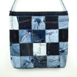 Crossbody Denim Bag Patchwork Upcycled Denim Shoulder Bag Artisan Boho Hippie Denim Cross Body Bag Unisex Denim Bag