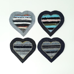 Parches Patchwork Denim reciclado Apliques Corazones Parche para coser Adorno Reparación visible Parches de mezclilla artesanales