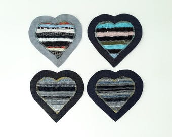 Parches Patchwork Denim reciclado Apliques Corazones Parche para coser Adorno Reparación visible Parches de mezclilla artesanales