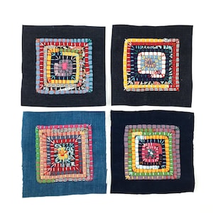 Toppe Applique in denim riciclato Quadrati Ricamati a mano Cuciti a mano Cuciti a mano Toppa da cucire Abbellimento Riparazioni visibili Arte tessile