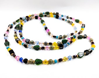 Sautoir perles de cristal perles de verre tchèques Perles de rocailles Miyuki Collier multicolore coloré Collier de perles artisanales Collier bohème hippie