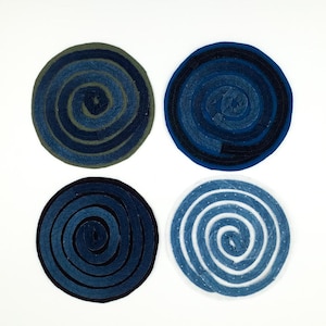 Round Patches Patchwork Upcycled Denim Spiral Sun Appliques Sew On Patch Embellishment Visible mending Circle Denim Artisan Patches