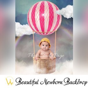 Baby Foto Hintergrund mit Heißluftballon Baby Girl Baby Boy Fotografie Geschenk für Mutter blauen Hintergrund mit Wolken