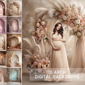 10 Mutterschaft Digital Arch Hintergrund Boho Hintergrund Fotografie Studio Overlay Dekoration Photoshop Bogen Vintage Kulissen zukünftige Mütter