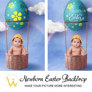 Neugeborenen Ostern Fotografie Bild für Baby Boys - schöne Kulisse - Neugeborenes Foto Bild - Ostereier Postkarte - Foto-Shooting