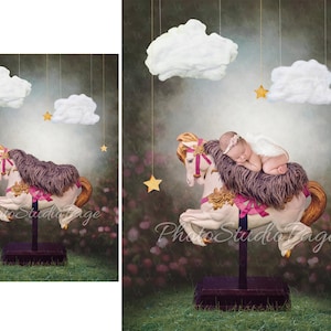 Newborn Digital Backdrop Background on Horse, newborn digital background, digital backdrop newborn, newborn backdrop, newborn digital prop