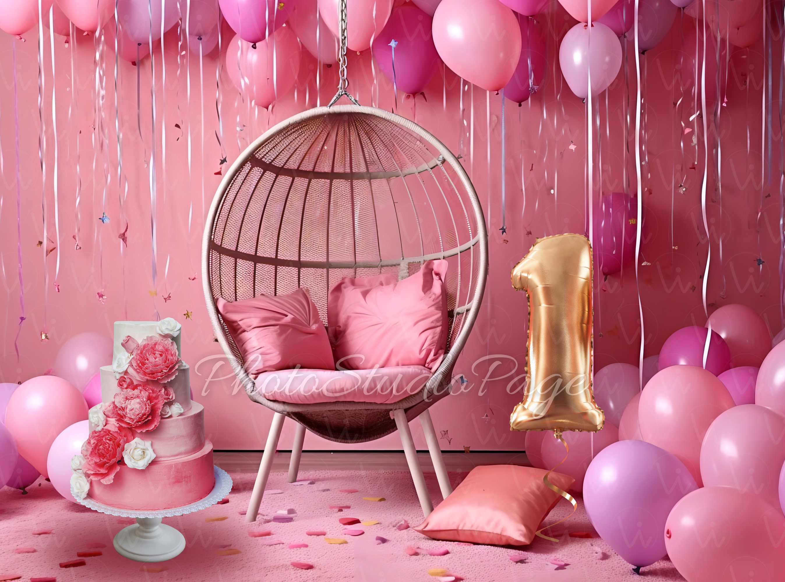 Renaiss 2m Farfalla compleanno sfondo rotondo rosa viola floreale Poliestere Fotografia Sfondo Baby Shower Ragazza Compleanno Festa Decorazione Torta Tabella Banner Foto Studio Puntelli
