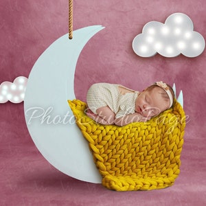 Fondo digital para recién nacidos, fondo de luna, accesorio para fotografía de bebé niña, ideas para fotografía de bebés, fondo rosa, regalo de cumpleaños para mamá, sesión de fotos, decoración del hogar