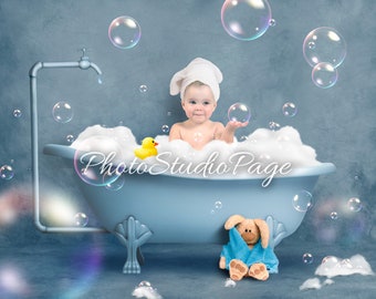 Newborn Digital Backdrop in bathroom, Digital Newborn Backdrop, Baby Digital Background, Digital Background, Baby bathing