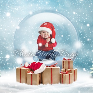 Christmas Digital Baby Backdrop, New Year Background, Merry christmas Baby Boy and Girl Picture, Christmas Photography, Snow and Baby