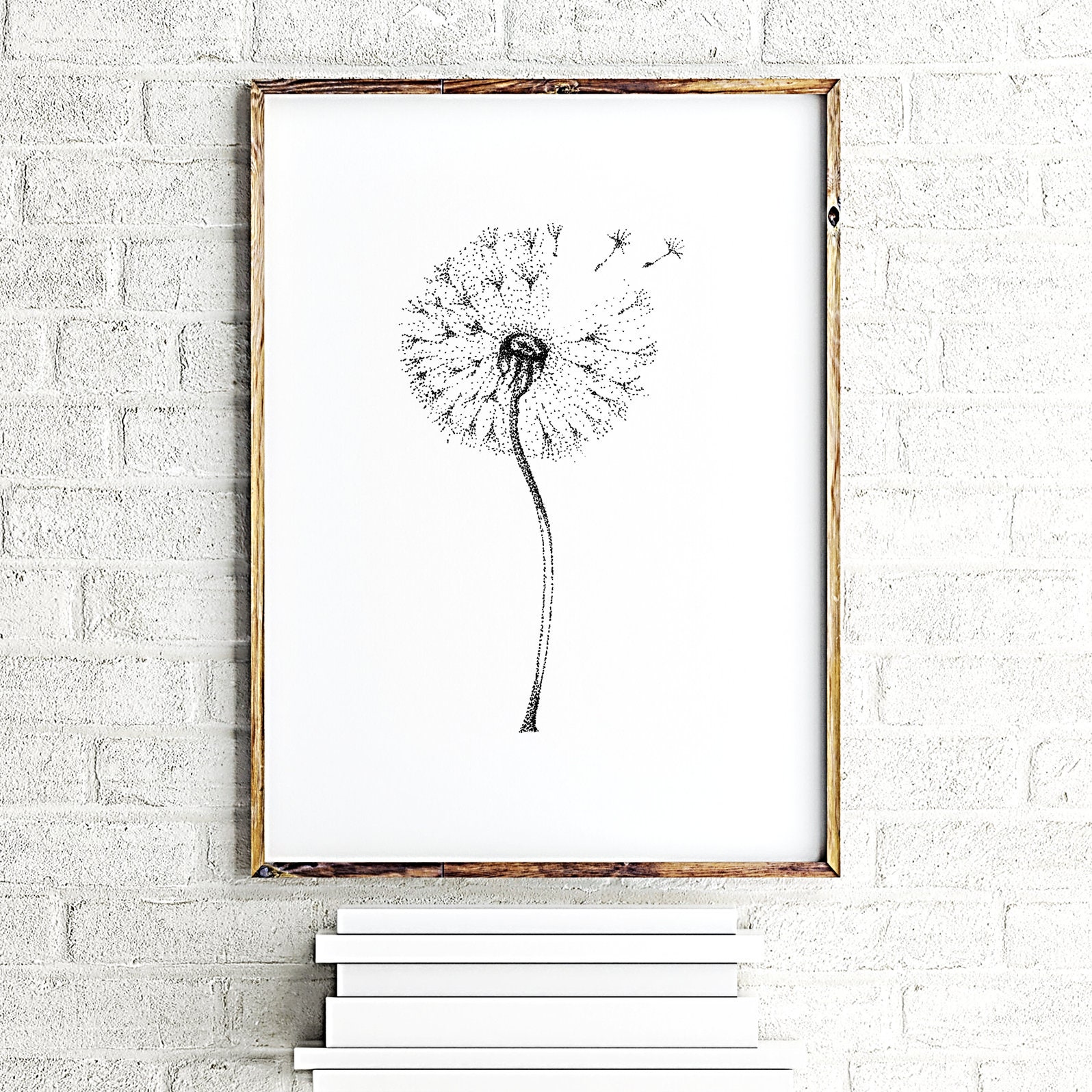 Dandelion wall art gray flowers print living room wall decor Etsy