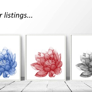 Lotus Flower Navy Blue Wall Art Set of 2 Printables for Living Room ...
